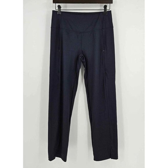G4 Free Womens Blue Wide Waistband Athletic Straight Leg Front Zip Pocket Pant L - Picture 1 of 4